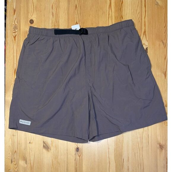 Columbia Water Shorts elastic waist Gray/brown Built-in Briefs Belted Mens Sz XL - Picture 1 of 12
